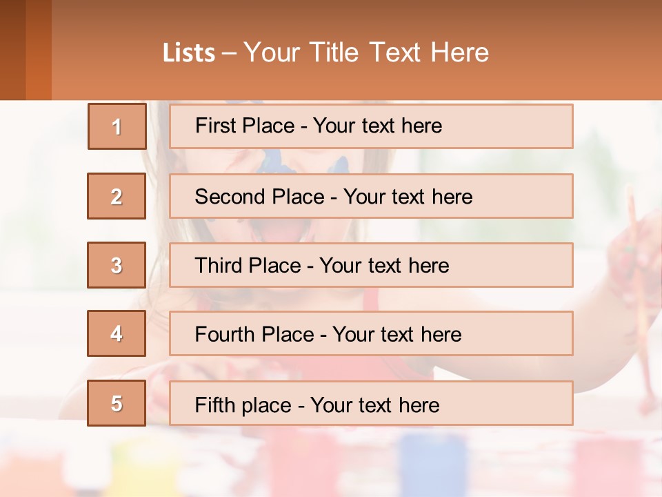 A Little Girl With Her Face Painted Blue And Red PowerPoint Template