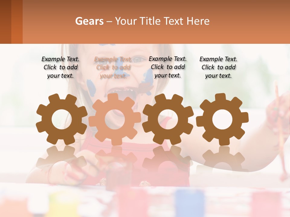 A Little Girl With Her Face Painted Blue And Red PowerPoint Template