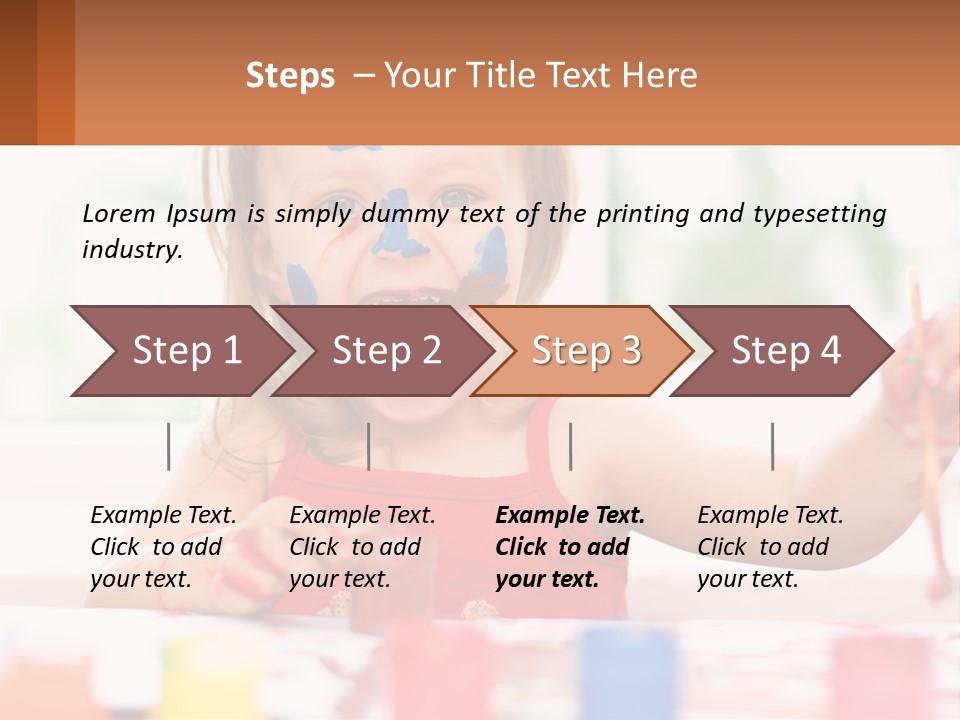 A Little Girl With Her Face Painted Blue And Red PowerPoint Template