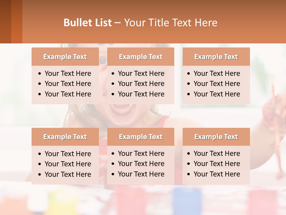 A Little Girl With Her Face Painted Blue And Red PowerPoint Template