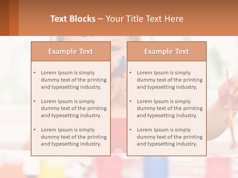 A Little Girl With Her Face Painted Blue And Red PowerPoint Template