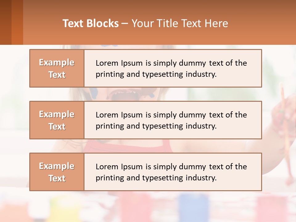 A Little Girl With Her Face Painted Blue And Red PowerPoint Template