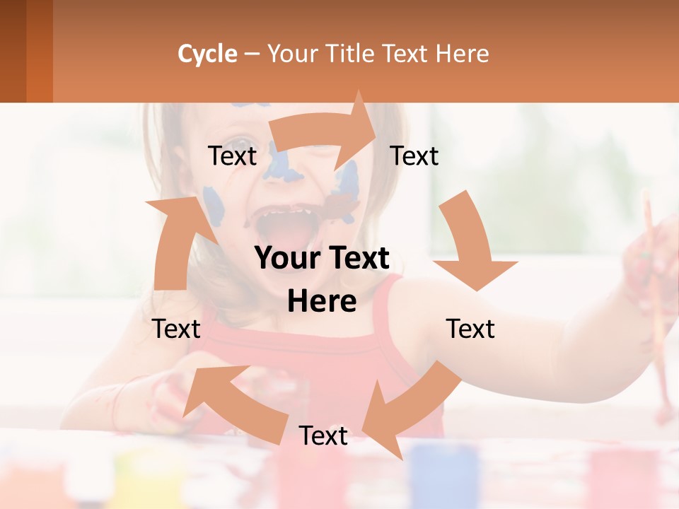 A Little Girl With Her Face Painted Blue And Red PowerPoint Template