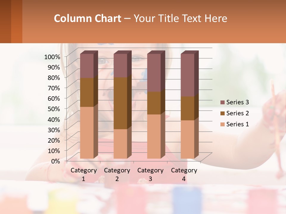 A Little Girl With Her Face Painted Blue And Red PowerPoint Template