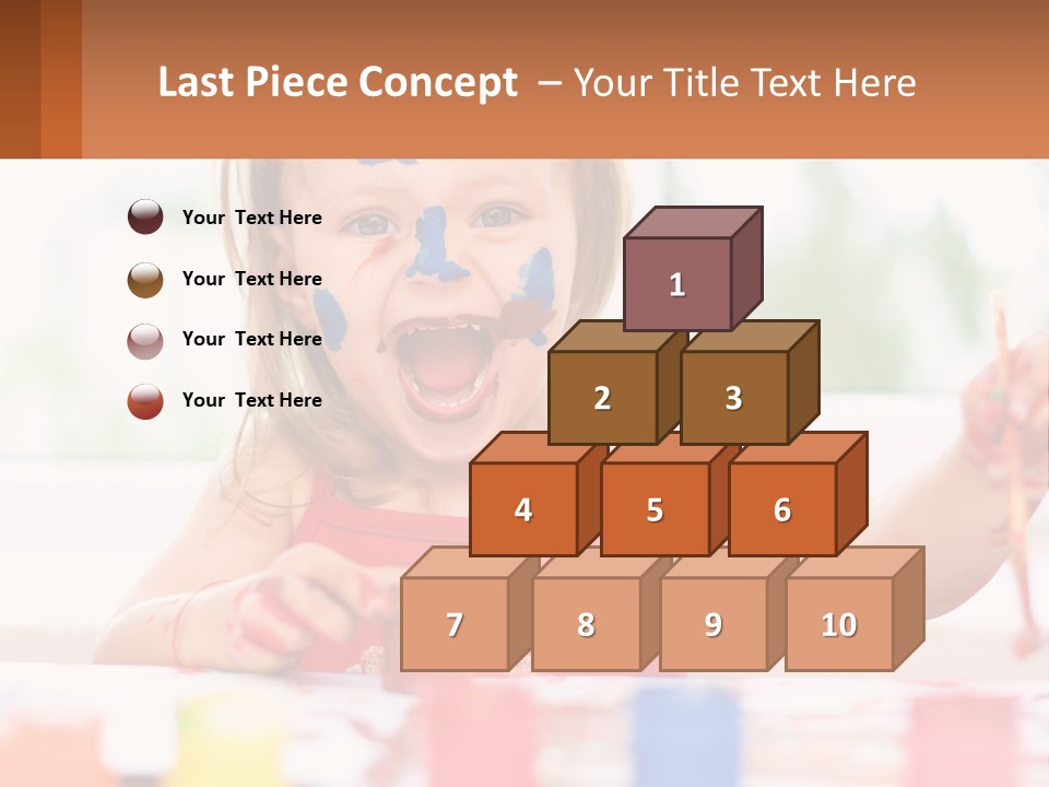 A Little Girl With Her Face Painted Blue And Red PowerPoint Template