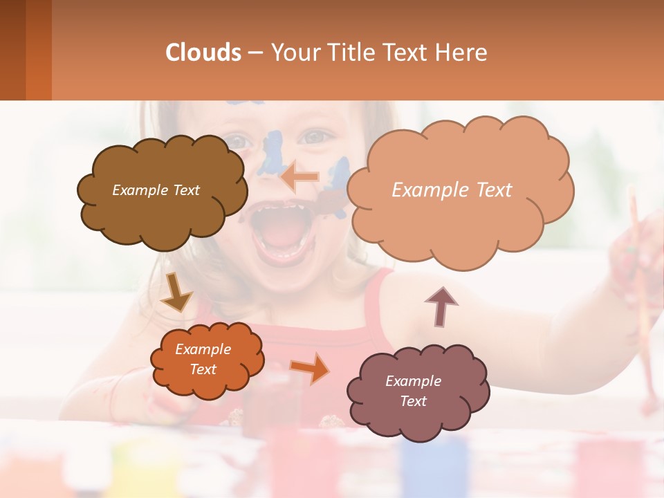 A Little Girl With Her Face Painted Blue And Red PowerPoint Template