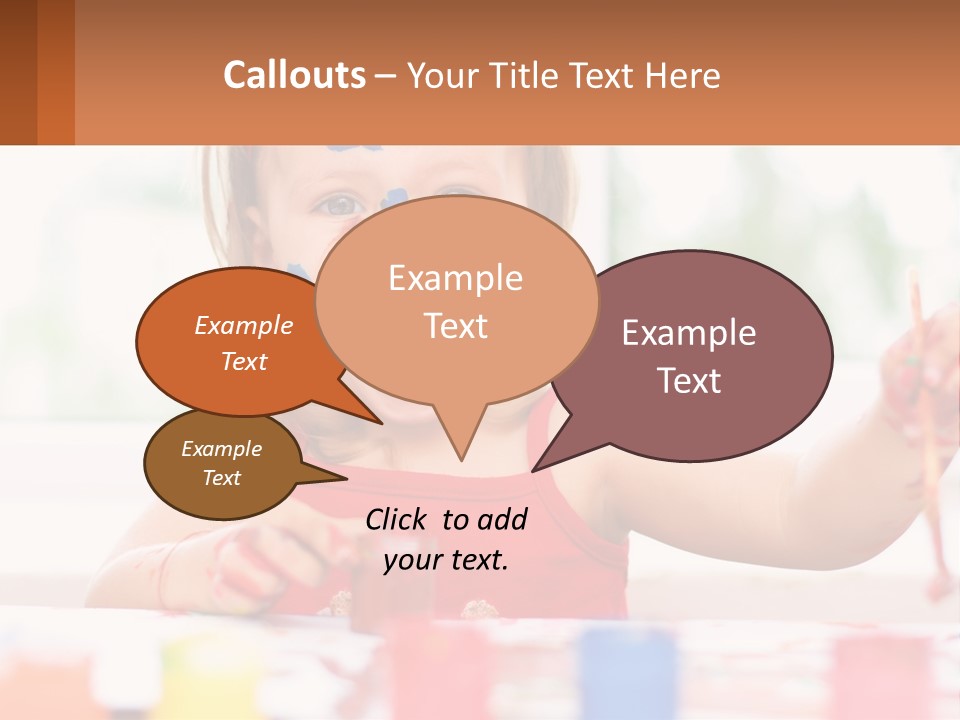 A Little Girl With Her Face Painted Blue And Red PowerPoint Template