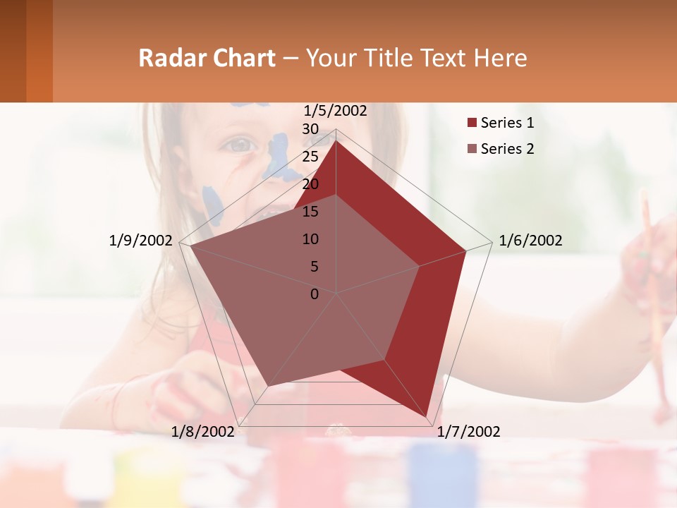 A Little Girl With Her Face Painted Blue And Red PowerPoint Template
