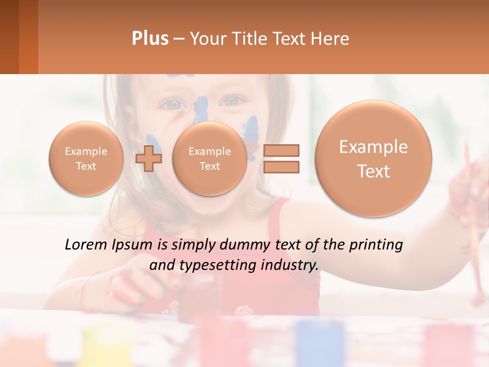 A Little Girl With Her Face Painted Blue And Red PowerPoint Template