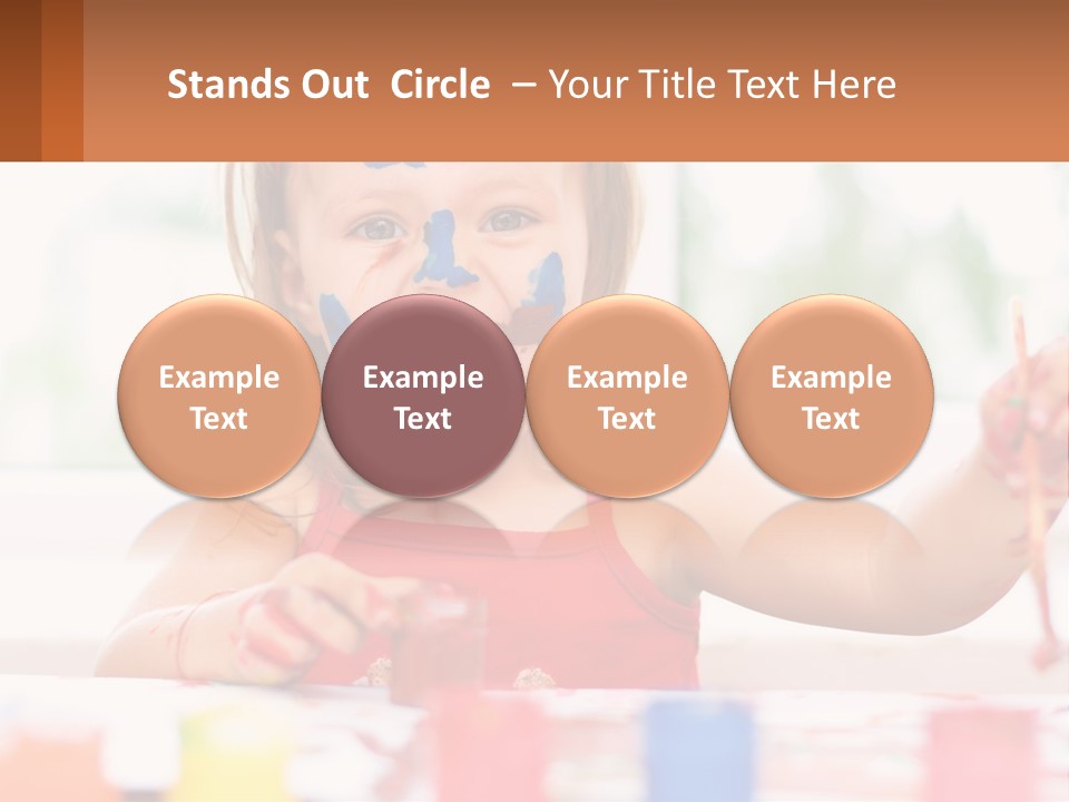 A Little Girl With Her Face Painted Blue And Red PowerPoint Template