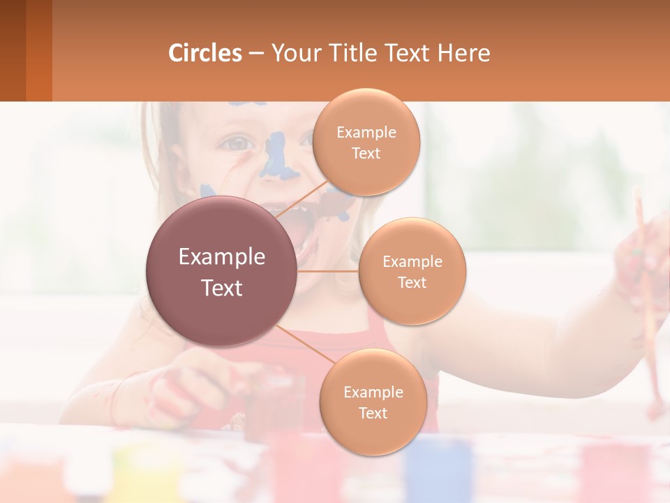 A Little Girl With Her Face Painted Blue And Red PowerPoint Template