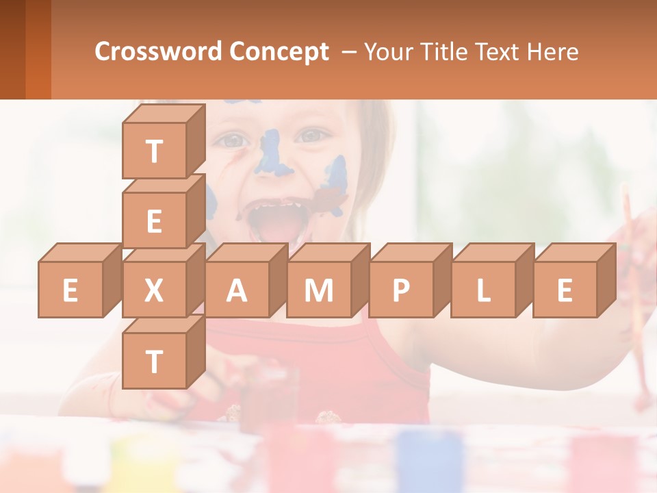 A Little Girl With Her Face Painted Blue And Red PowerPoint Template