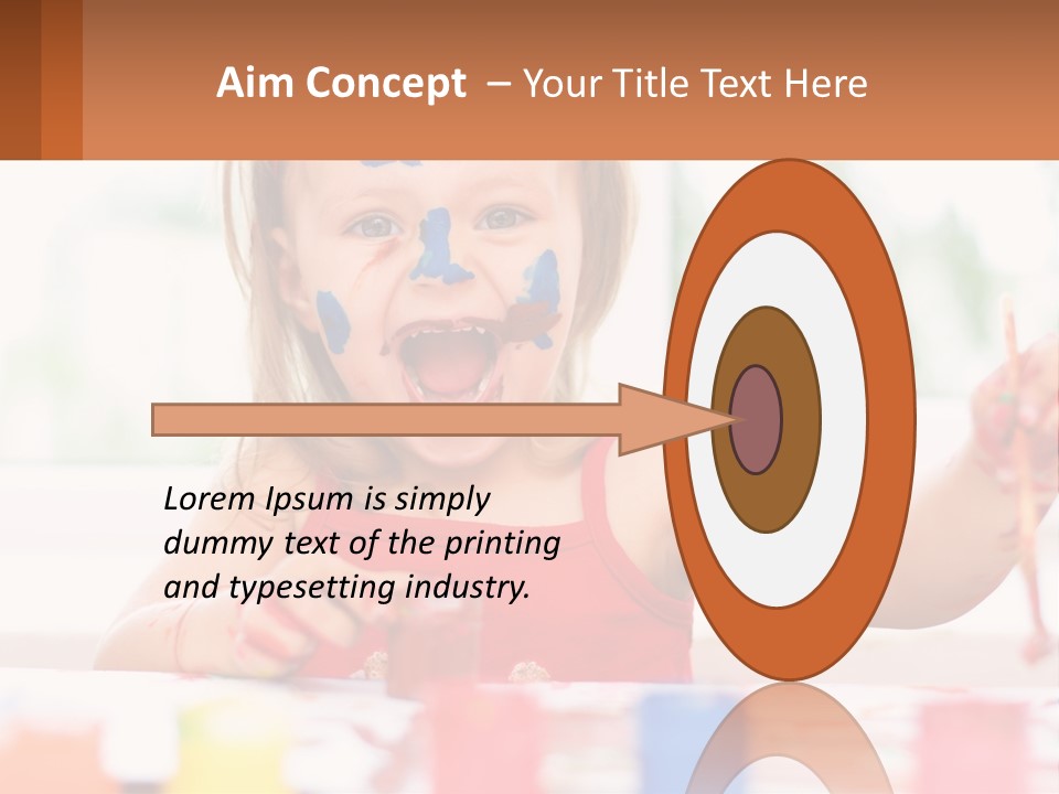 A Little Girl With Her Face Painted Blue And Red PowerPoint Template