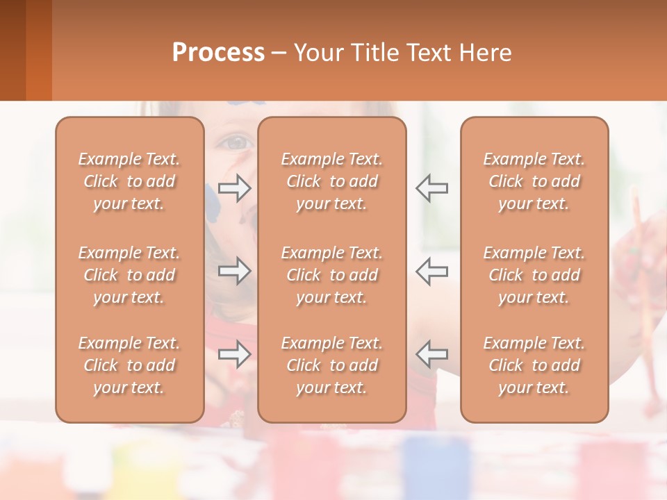 A Little Girl With Her Face Painted Blue And Red PowerPoint Template