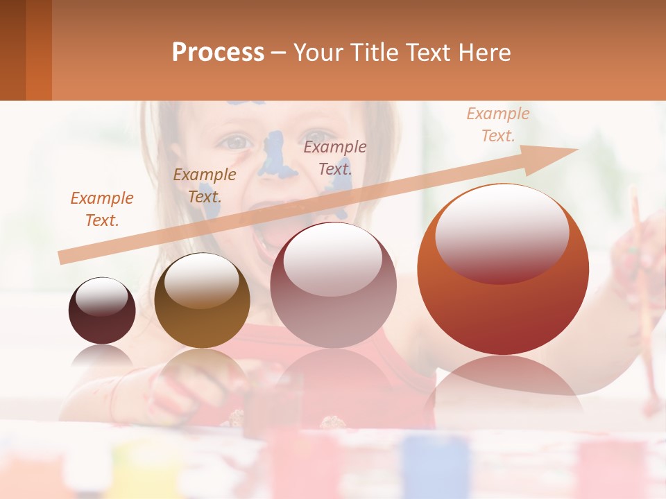 A Little Girl With Her Face Painted Blue And Red PowerPoint Template