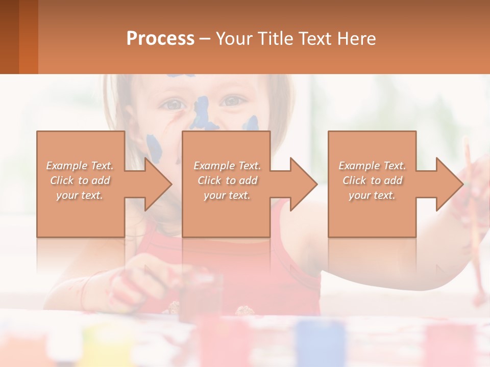 A Little Girl With Her Face Painted Blue And Red PowerPoint Template