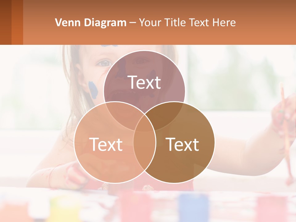 A Little Girl With Her Face Painted Blue And Red PowerPoint Template