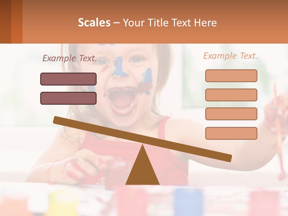 A Little Girl With Her Face Painted Blue And Red PowerPoint Template