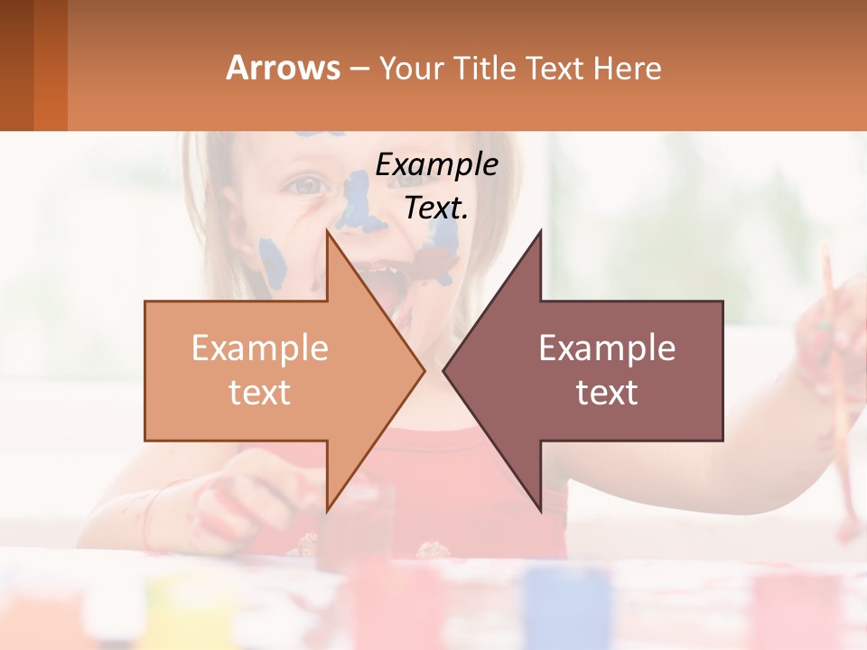 A Little Girl With Her Face Painted Blue And Red PowerPoint Template