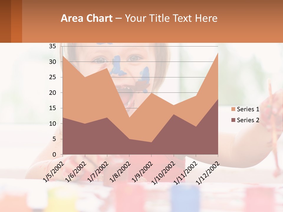 A Little Girl With Her Face Painted Blue And Red PowerPoint Template