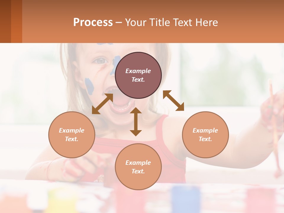 A Little Girl With Her Face Painted Blue And Red PowerPoint Template