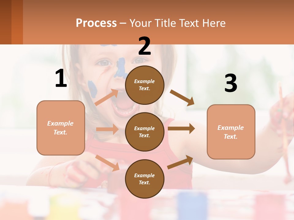 A Little Girl With Her Face Painted Blue And Red PowerPoint Template