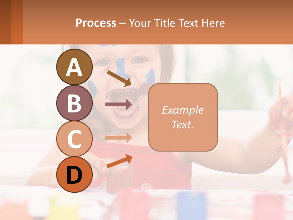 A Little Girl With Her Face Painted Blue And Red PowerPoint Template