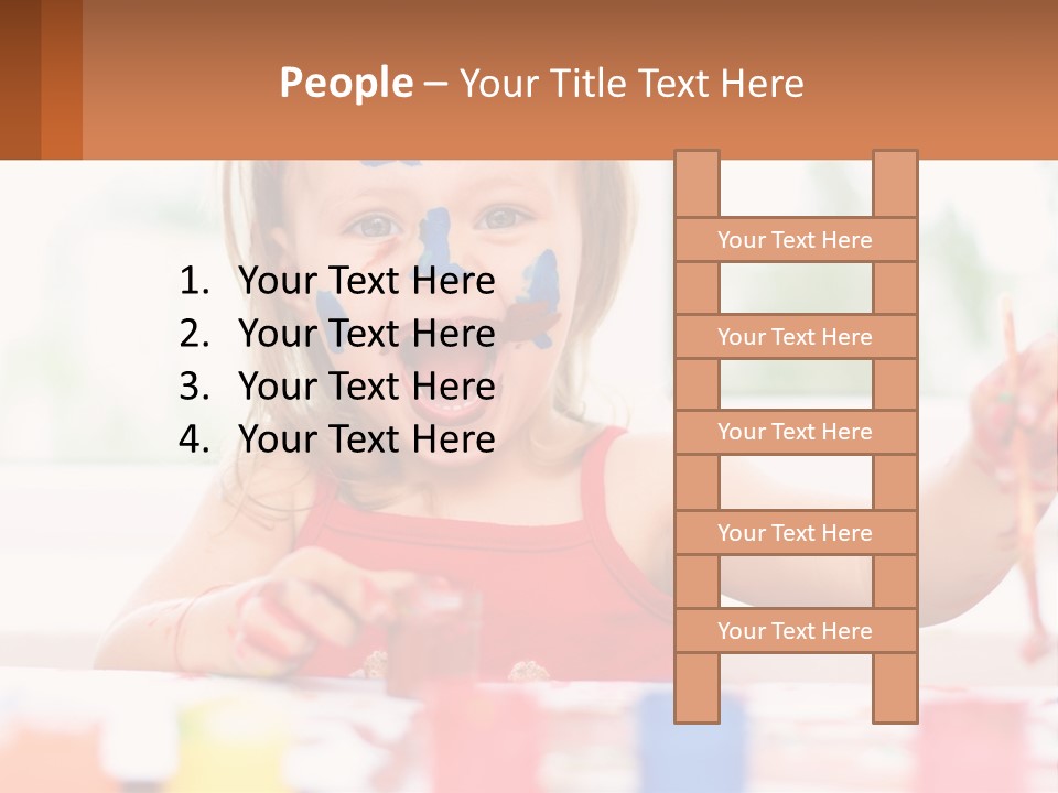 A Little Girl With Her Face Painted Blue And Red PowerPoint Template