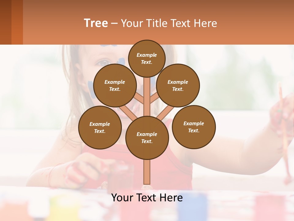 A Little Girl With Her Face Painted Blue And Red PowerPoint Template