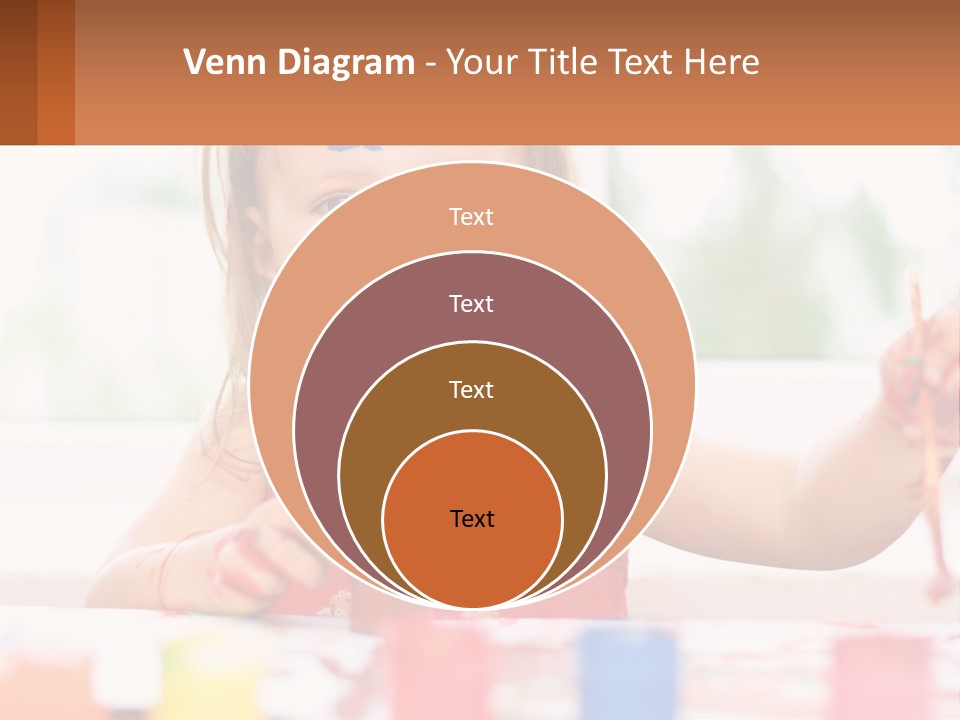 A Little Girl With Her Face Painted Blue And Red PowerPoint Template