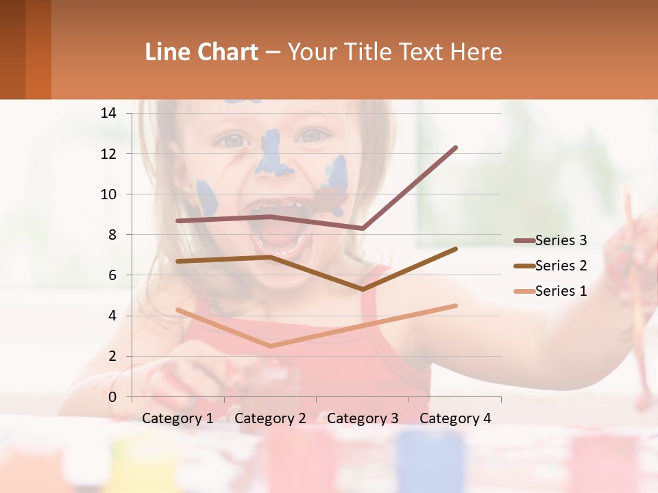 A Little Girl With Her Face Painted Blue And Red PowerPoint Template