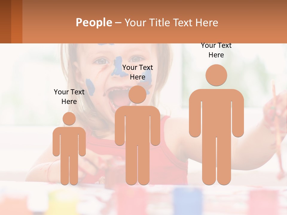 A Little Girl With Her Face Painted Blue And Red PowerPoint Template