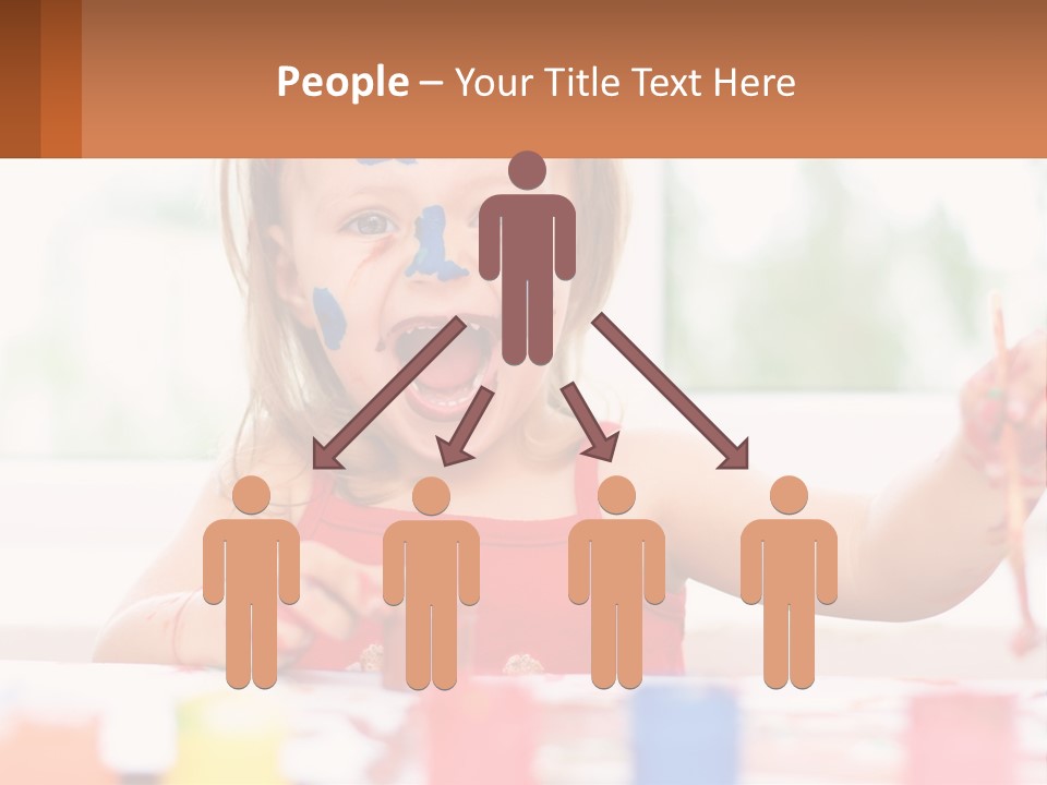 A Little Girl With Her Face Painted Blue And Red PowerPoint Template