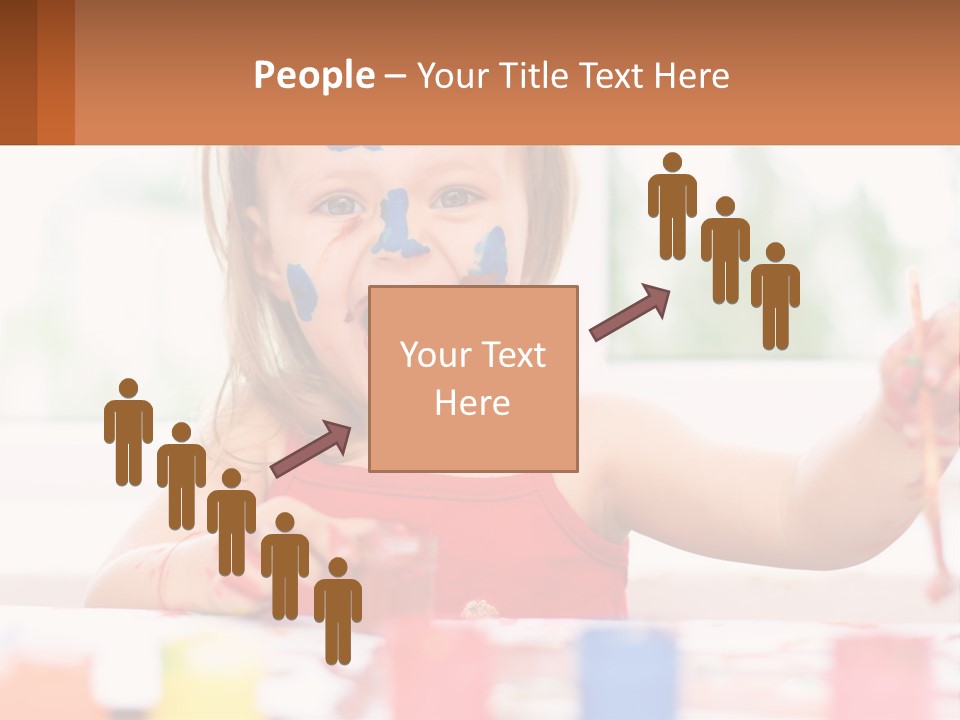 A Little Girl With Her Face Painted Blue And Red PowerPoint Template