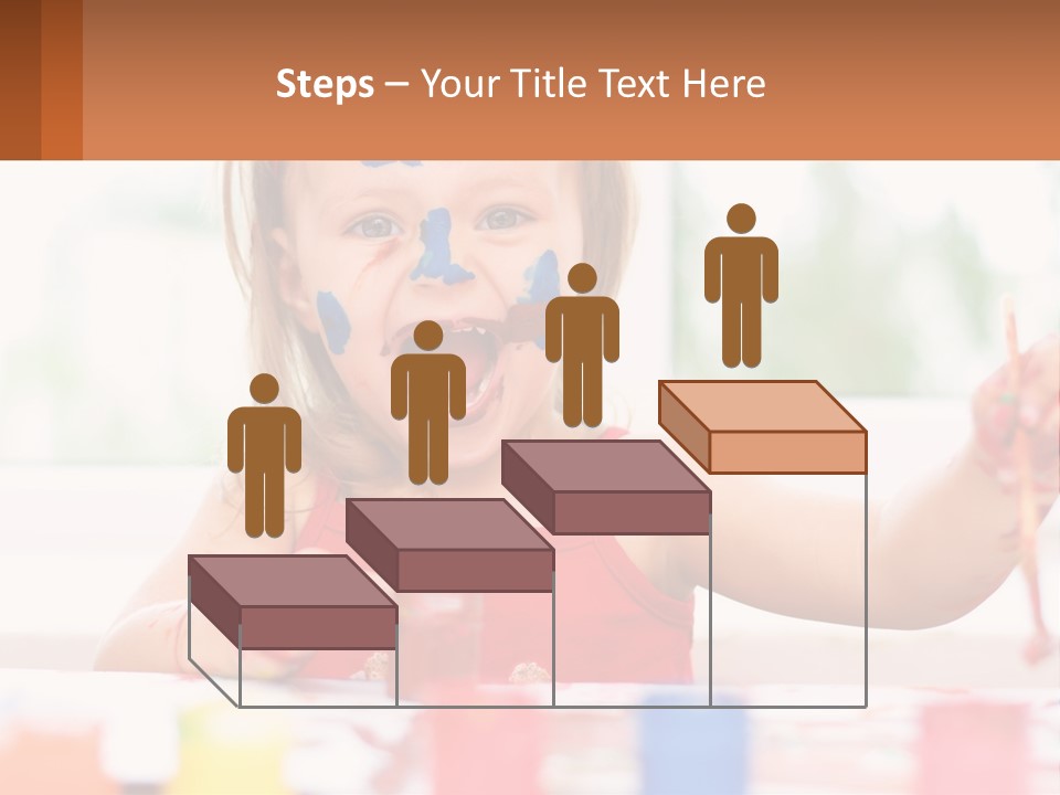 A Little Girl With Her Face Painted Blue And Red PowerPoint Template