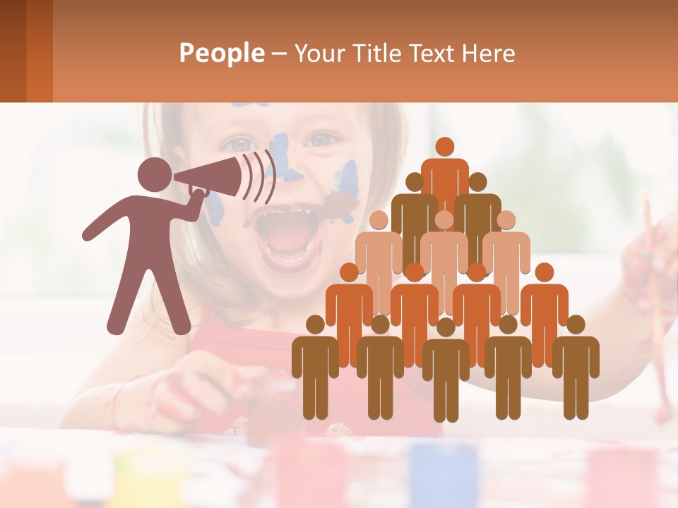 A Little Girl With Her Face Painted Blue And Red PowerPoint Template