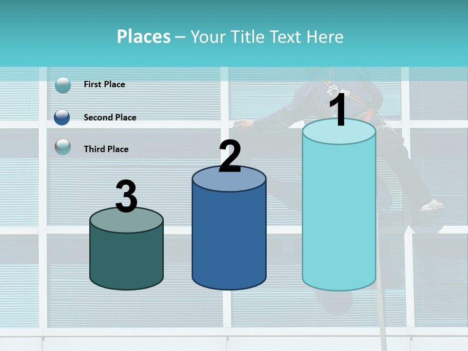 A Man Climbing Up A Ladder To Paint A Building PowerPoint Template