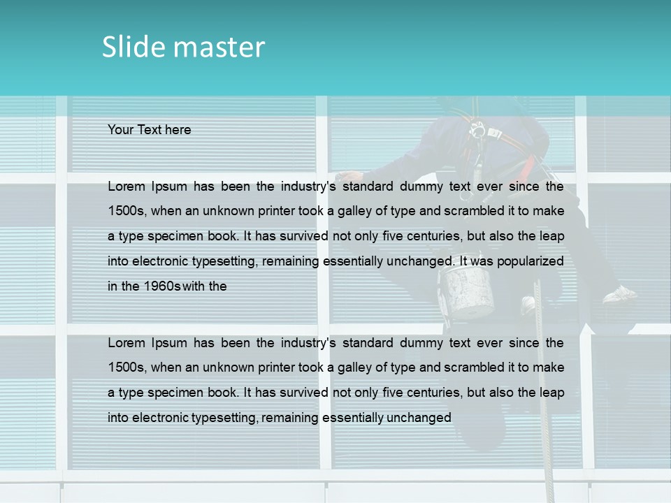 A Man Climbing Up A Ladder To Paint A Building PowerPoint Template