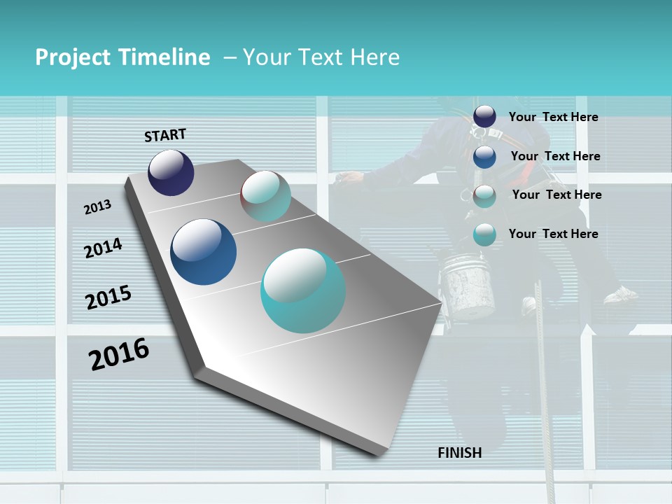A Man Climbing Up A Ladder To Paint A Building PowerPoint Template