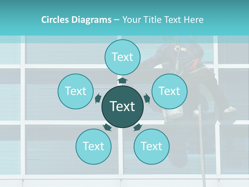 A Man Climbing Up A Ladder To Paint A Building PowerPoint Template