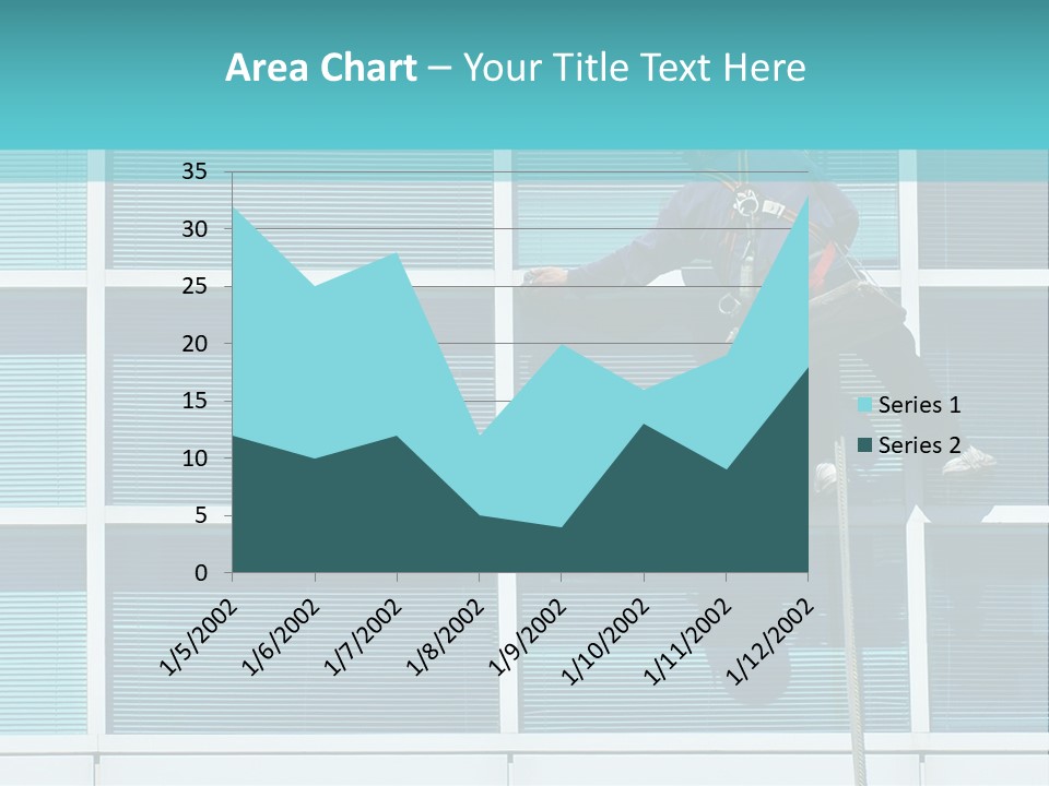 A Man Climbing Up A Ladder To Paint A Building PowerPoint Template