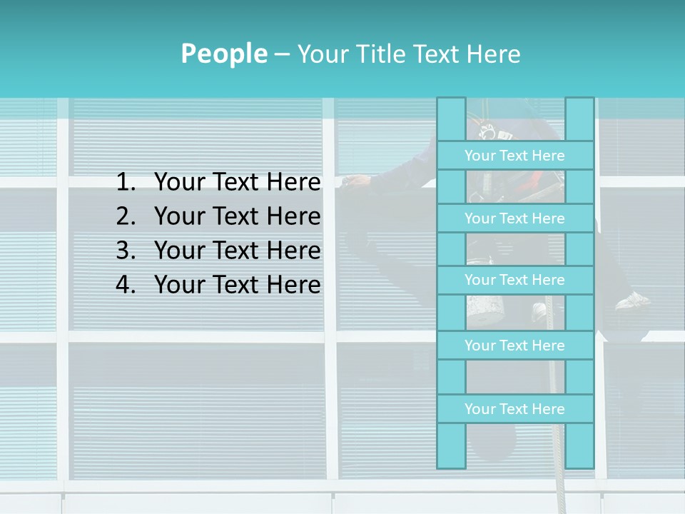 A Man Climbing Up A Ladder To Paint A Building PowerPoint Template