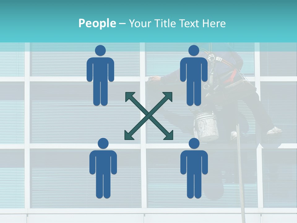 A Man Climbing Up A Ladder To Paint A Building PowerPoint Template