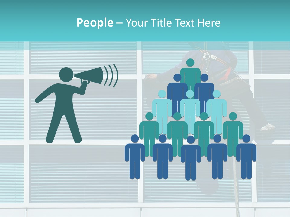 A Man Climbing Up A Ladder To Paint A Building PowerPoint Template