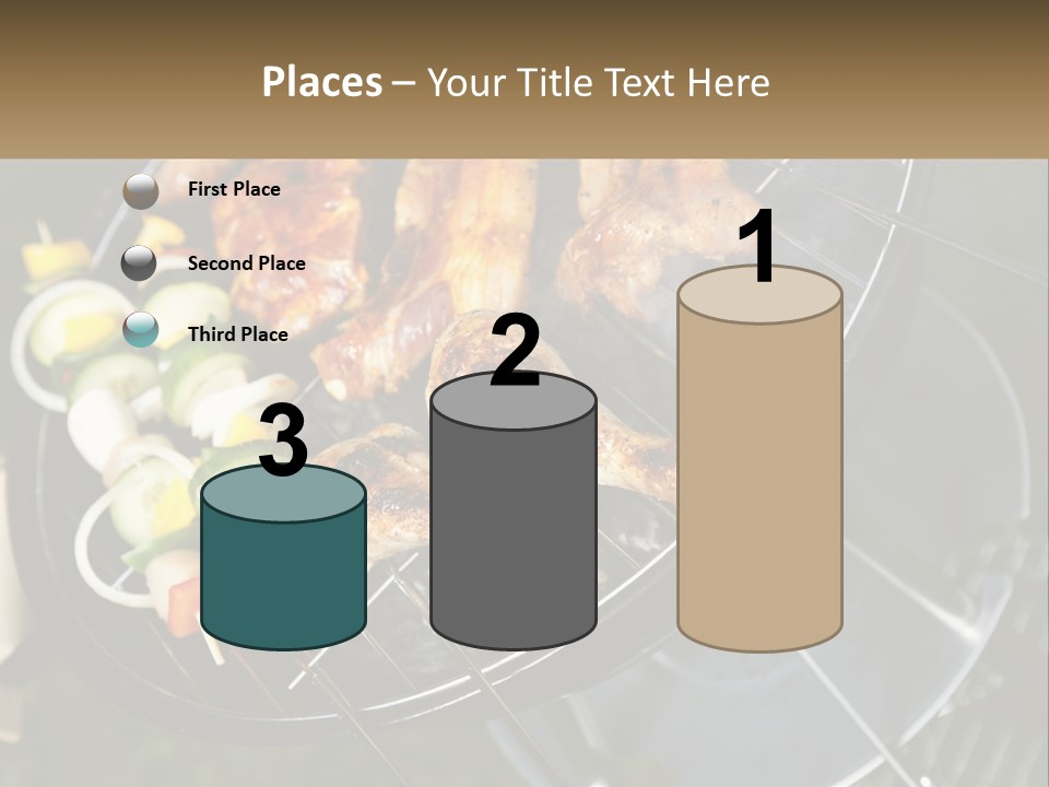 A Bbq Grill With Meat And Vegetables On It PowerPoint Template