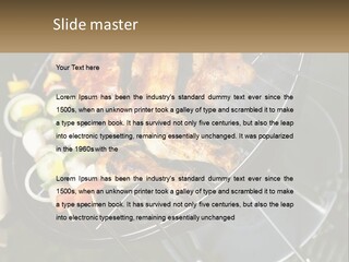 A Bbq Grill With Meat And Vegetables On It PowerPoint Template