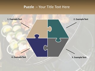 A Bbq Grill With Meat And Vegetables On It PowerPoint Template