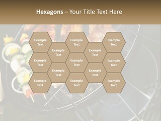 A Bbq Grill With Meat And Vegetables On It PowerPoint Template