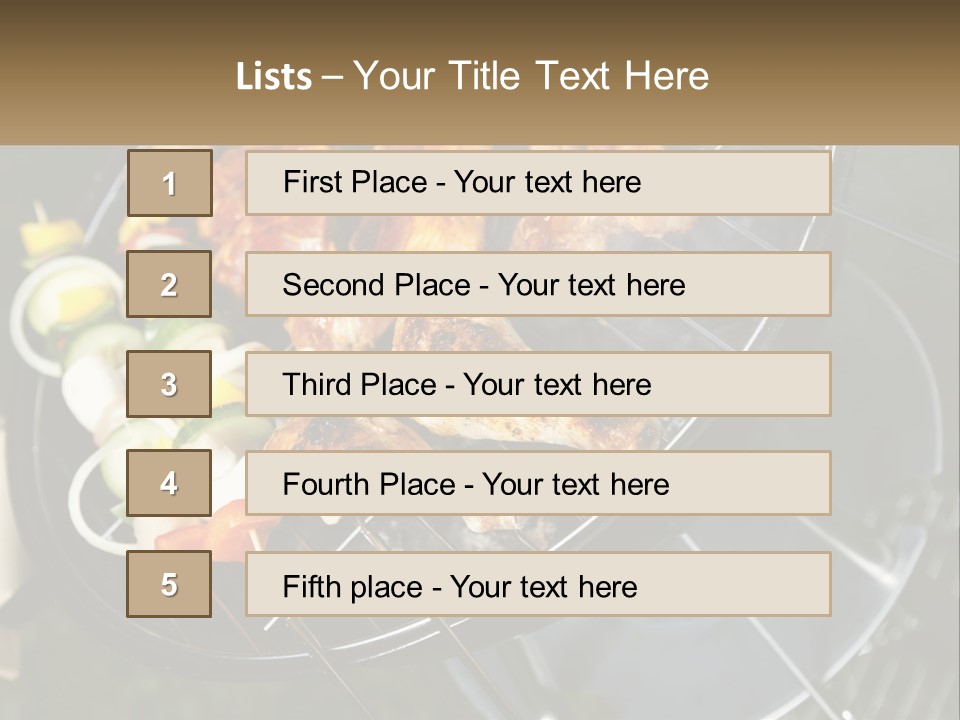 A Bbq Grill With Meat And Vegetables On It PowerPoint Template