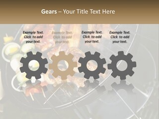 A Bbq Grill With Meat And Vegetables On It PowerPoint Template